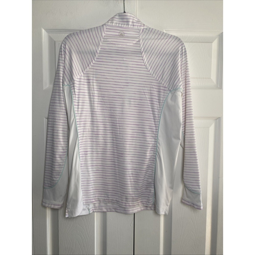 Peter Millar Striped 1/4 Zip Pullover Womens Size M White Lavender Golf Athletic - Picture 7 of 7